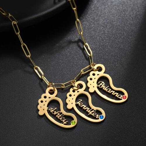 Custom Name Necklace Pendant Custom Birthstone Letter Necklaces Personalized Fashion Stainless steel Jewelry For Baby Gift