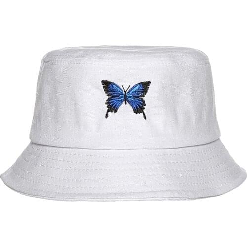 Summer Fashion Women Bucket Hats Embroidered Butterfly Fisherman 2020 New Hat Simple Visor Caps Girls Outdoor Casual Sun Hats