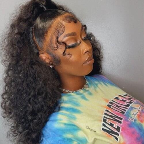 Deep Wave Frontal Wig 40 Inch Hd Curly Human Hair Wig Full Lace Human Hair Wigs For Women Human Hair Water Wave Lace Front Wig