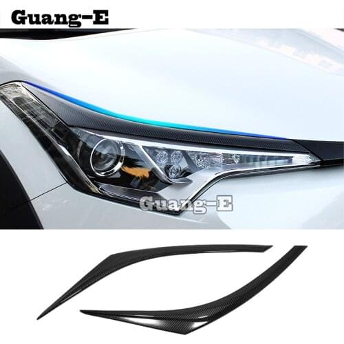 Car Body Head Front Eyebrow/Trim Light Lamp Frame Stick ABS Chrome/Carbon Fiber 2pcs For TOYOTA C-HR CHR 2017 2018 2019 2020