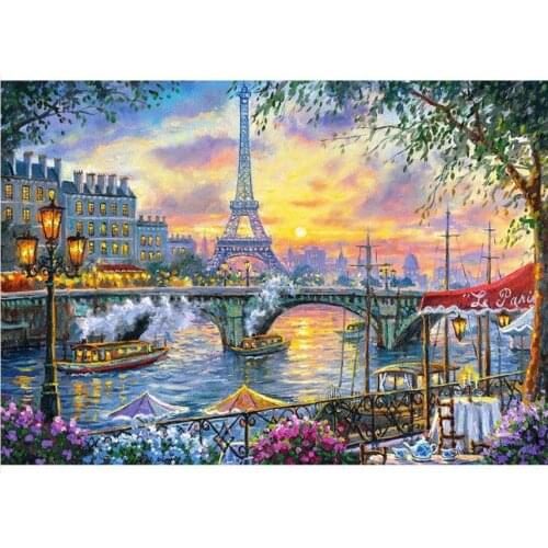 Landscape diamond painting paris tower rhinestone embroidery bridge mosaic sticker decor diamond dots posters wall papers gift