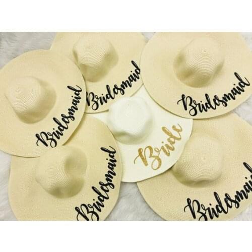 Personalize beach wedding Bride bridesmaid maid of honor Bachelorette floppy Sequin Sun Wide Brim Hats Honeymoon party gifts