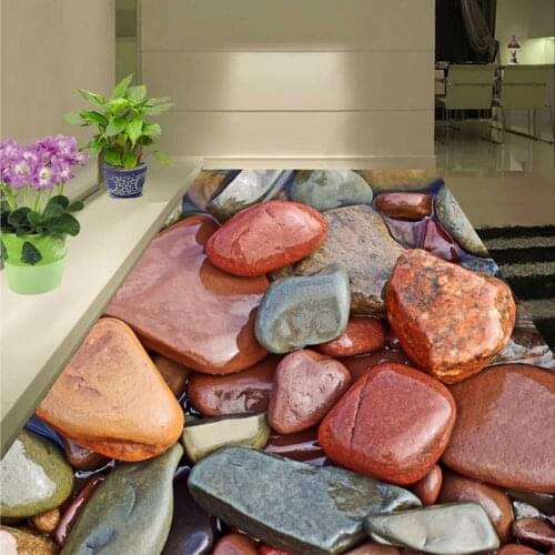 Custom Mural Wallpaper 3D Stereoscopic Color Stone Bathroom Floor Sticker PVC Self-adhesive Waterproof Floor Wallpaper For Wall