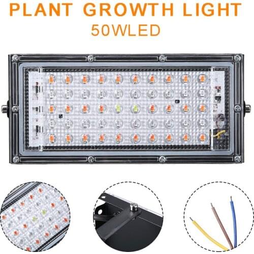 Mayitr 1pc Durable AC 220V Full Spectrum LED Plant Floodlight 50W Indoor And Outdoor Plants Growth Lamps