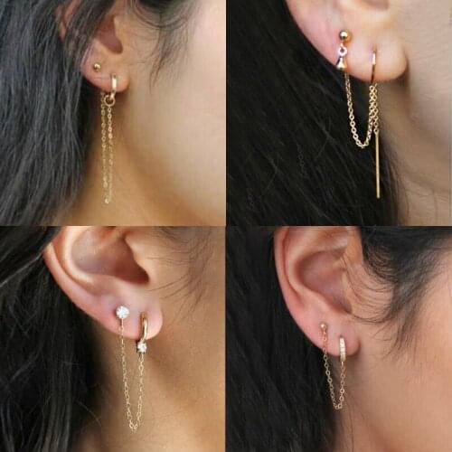 Earrings Fashion 2020 Trend Long Gold Drop Tassel Minimalism Girl Clip-on Jewelry Piercing Chain Single Ear Party Earring Gifts