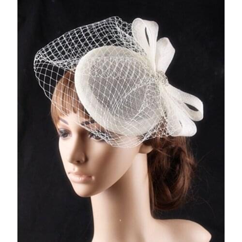 Elegant Women Lady Fascinator Hats Sinamay Loops Millinery With Veils Adorned Apparel Accessories Cocktail Hats Bridal Headpiece