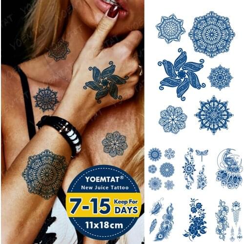 Juice Lasting Ink Tattoos Body Art Waterproof Temporary Tattoo Sticker Geometric Coordinates Tatoo Arm Fake Number Wing Tatto