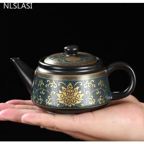 Jingdezhen Vintage black ceramics Tea pot Chinese tea set customization porcelain teapot Oolong tea Handmade kettle 240ml