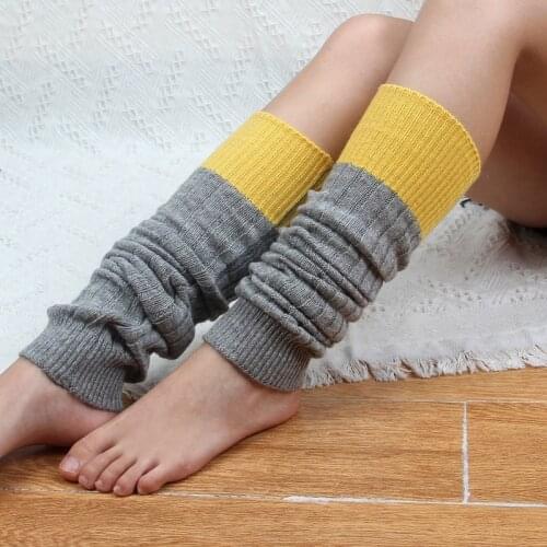 Japanese Retro Sheep Fleece Stitching Women Leg Warmers Korean Piled Socks Leg Covers Ladies Spring Winter Knee Warmer LWB006