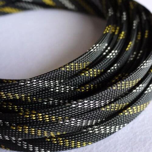 1-5M 4-16mm Black-gold-silver Cable Sleeves Snakeskin Mesh PET Expandable Insulation Sheathing Braided Pipe Protect Nylon Tight