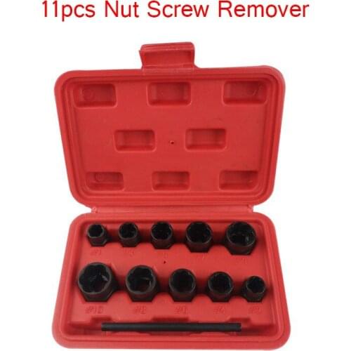 Top Quality 11pcs Damaged Bolt Nut Screw Remover Extractor Removal Set Nut Removal Socket Tool Threading Tools Low Tool Kit