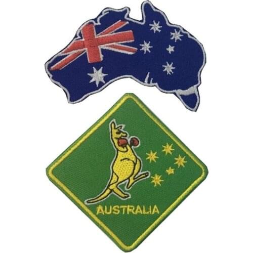 10pcs/lot Australia Map Kangaroo Embroidery Patches Backpack Clothing Decoration Accessories Diy Iron Heat Transfer Applique