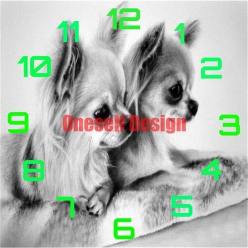 2021 new style 5d diamond painting clock dog diamond embroidery full set clock dog diy frame decoration home diamond mosaic
