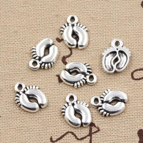 30pcs Charms Feet Foot 13x10mm Antique Making Pendant fit,Vintage Tibetan Bronze Silver color,DIY Handmade Jewelry