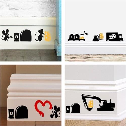 3d Mouse Hole Pattern Wall Stickers Kitchen Bedroom Door Wall Corner Baseboard Decoration Diy Home Decals Animal Vinyl Mural Art