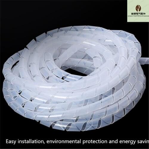 4mm-30mm Sheath Winding Tube Spiral Range Cache Cable Cord Wire Organizer black white PC TV Winding Pipe Make The Wire Succinct