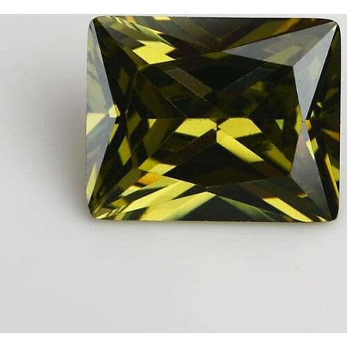 50PCS 2x4~13x18mm Rectangle Shape Princess Cut AAAAA Olive Green Color Loose Cubic Zirconia Gems CZ Stone For Jewelry Diy Stone