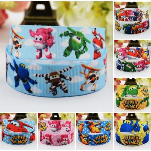 7/8'' 22mm,1" 25mm,1-1/2" 38mm,3" 75mm Superwings Cartoon Character printed Grosgrain Ribbon party decoration 10 Yards