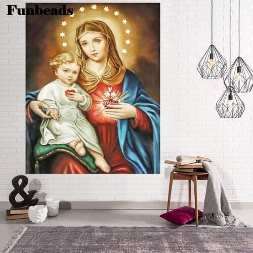 Diamond embroidery virgin with baby 5D DIY diamond painting square round drill holy marina 3d rhinestone wall decoration FF478