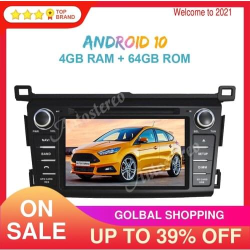 Android 10.0 4GB+64GB Car Radio GPS Navigation for Toyota RAV4 2013-2015 Auto Stereo Multimedia Player Radio Unit Tape Recorder