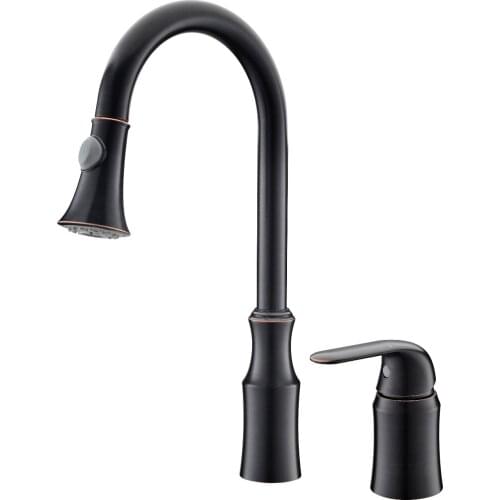 Free ship 16.9"Height Pull-Down Spray Kitchen Sink Faucet ORB oil rubbed bronze Finish widespread 2 Holes mixer tap 2016 New
