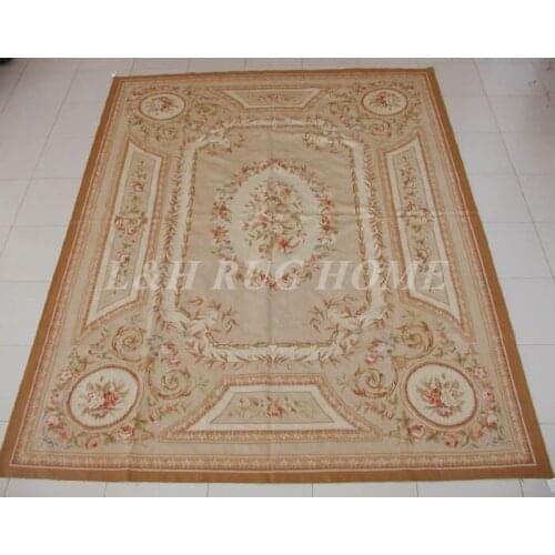 Free shipping 9'x12' French style aubusson carpets hand knotted rugs Woolen French Aubusson Rugs high quality rug