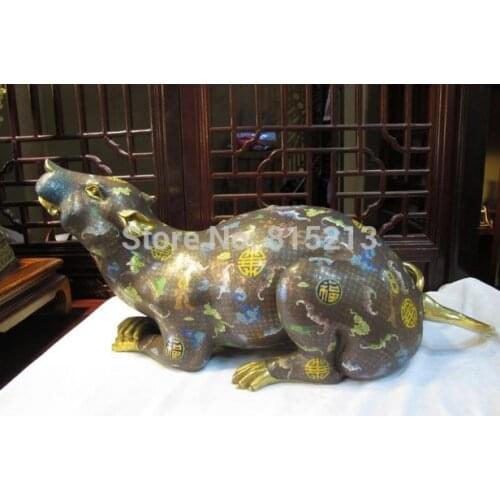 Bi0011595 Chinese Regius 100% Bronze 24K Gold cloisonne Blessing Mouse Beast Lucky statue