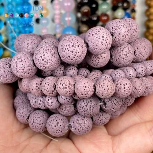 Natural Stone Purple Volcanic Rock Lava Beads Loose Spacer Round For Jewelry Making 6-12MM DIY Bracelet Accessories Wholesale