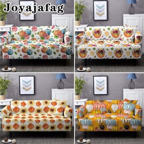 Cartoon Pumpkin 1/2/3/4 Seaters Slipcover Stretch Sofa Cover For Living Room Washable Sectional Corner Elastic Couch Covers
