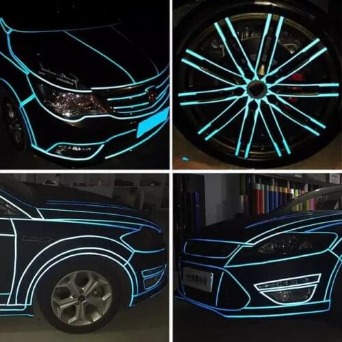 DIY Car Luminous Stickers 8M Reflective Tape Motor Bike Truck Night Light Shining Warning Adhesive Glow Paper Auto Accessories