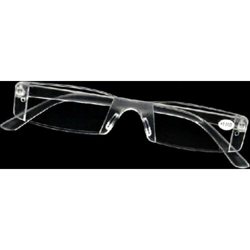 Men Women Reading glasses Transparent Rimless Resin Presbyopia Reader Eyeglasses Plastic Frame 1.0 2.0 2.5 3.0 3.5 4.0 R005
