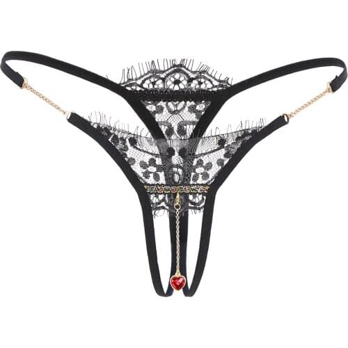 Hot Sexy Panties Sex Pendant Open Thongs Lace Women Underwear Crotchless Transparent Embroidery G String Tanga Briefs for Ladies