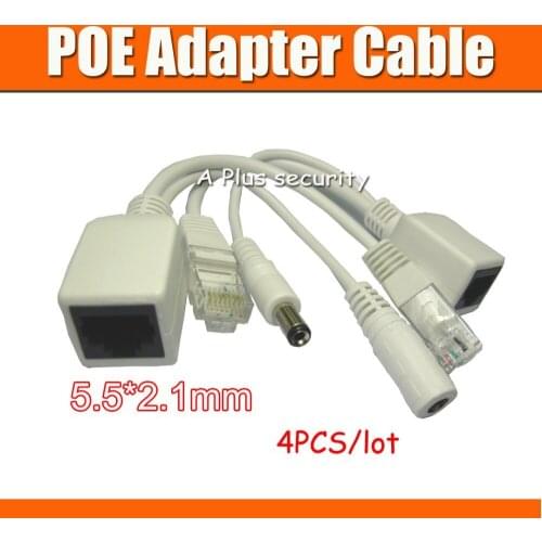 5.5*2.1mm POE Adapter Cable, 4pcs/lot Passive POE Cable POE Splitter Injector Kit For IP cameras