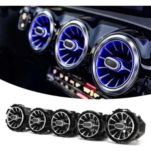 5pcs 64 Color Front LED Turbine Air Vent Ambient Light Kit Replacement for Mercedes-Benz A/CLA/GLA-Class W177 C118 2019