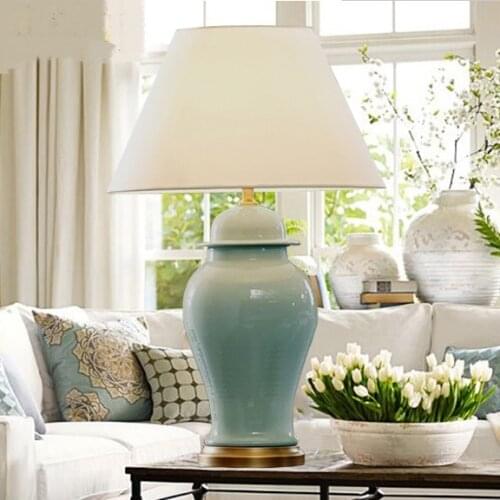 American country creative ceramic Table Lamps bedroom bedside living room European style retro hardware simple desk lamp ZA8311