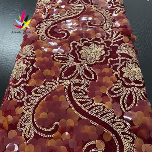 African big sequins Lace Fabric 2020 Mint High Quality Lace French Net Embroidery Tulle Velvet Fabrics For Nigerian Party Dress
