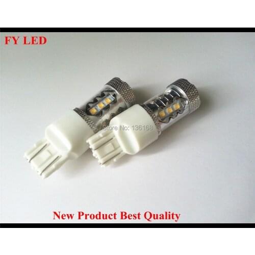 Free Shipping 2 pcs VAUXHALL ASTRA J+ 09 P21W/5W W3X16Q DRL LIGHT BULBS 7443 T20 6000K 80W Cree Chip CANBUS WHITE Tail/Brake/Led