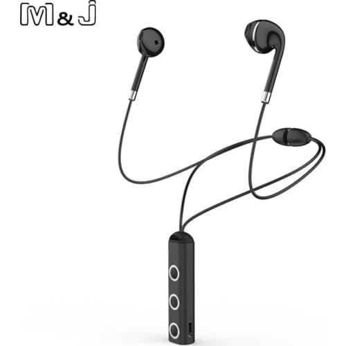 M&J Magnetic Bluetooth Earphone Wireless Headphone Stereo Sport Earpiece With Microphone Earbuds For All Phone