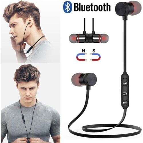 Magnetic In-Ear Bluetooth Stereo Music Earphones Headset Sport Wireless Neckband Earbuds with Xiaomi Mic Phone iPhone For S A8E1