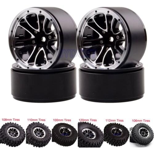 1.9" Metal Beadlock Wheel Rims & Rubber Tyre Tires For 1/10 RC Car Rock Crawler 1:10 SCX10 II 90046 90047 TRX4 MST TF2 D90