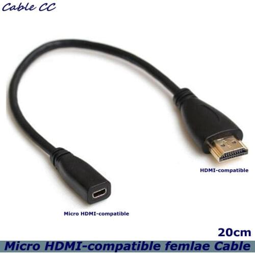 20cm Micro HDMI Socket Female to HDMI-Compatible Male Adapter Cable For The Best Quality of Tablets And Mobile Digital Cameras