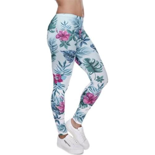 YSDNCHI Sexy Pants Skinny Middle Waist Colorful Gym Exercise Floral Digital Print Trousers Plus Size Fitness Leggings