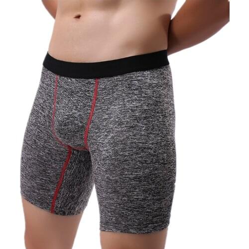 Sexy Men Underwear Boxer Shorts Cotton Panties Breathable U Convex Pouch Long Leg Underpants Cueca Calzoncillo Large Size L-5XL