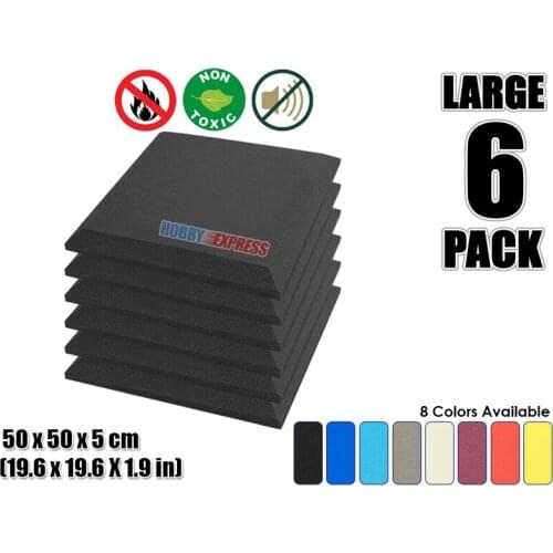 Arrowzoom 6 pcs Bundle Flat Bevel Tile Acoustic Panel Sound Absorption Studio Foam 50x50x5cm (19.6x19.6x1.9in) KK1039
