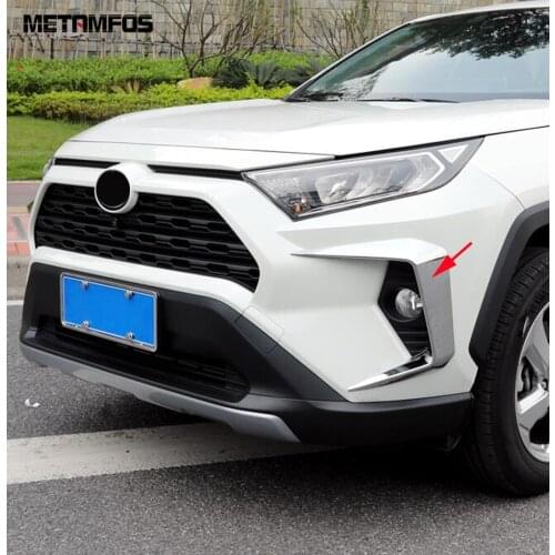 For Toyota Rav4 Rav 4 Limited/LE/XLE/Hybrid 2019 2020 2021 Chrome Front Fog Light Lamp Eyelid Eyebrow Sticker Car Accessories