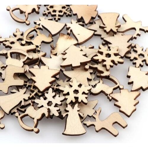 50PCMix style Blank Wooden Buttons Christmas Snowflake Party Supplies DIY Scrapbook Craft Wedding Decoration Hand-made Graffiti
