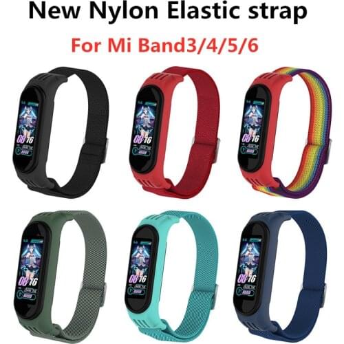 2021 New Nylon Loop Strap For Xiaomi Mi band 3/4/5/6 Bohemia Elastic Watch Replacement Strap For Mi band 5 4 Wristband Bracelet