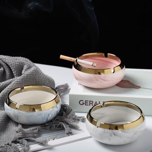Nordic Ceramic Imitation Marble Pattern Phnom Penh Ashtray Creative Cigar Storage Holder Home Decorative Ornaments Wedding Gift
