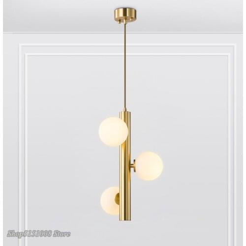 Nordic Designer Golden Pendant Lights Creative Magic Bean Frosted Glass Ball hanging lamp Living Room Bedside Led Light Fixtures
