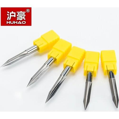 HUHAO 5PCS/lot 6mm Engraving Bits 2 Flutes Straight Deep Cutter For Wood CNC Carving V Type Bits Carving Machine Tools End Mill